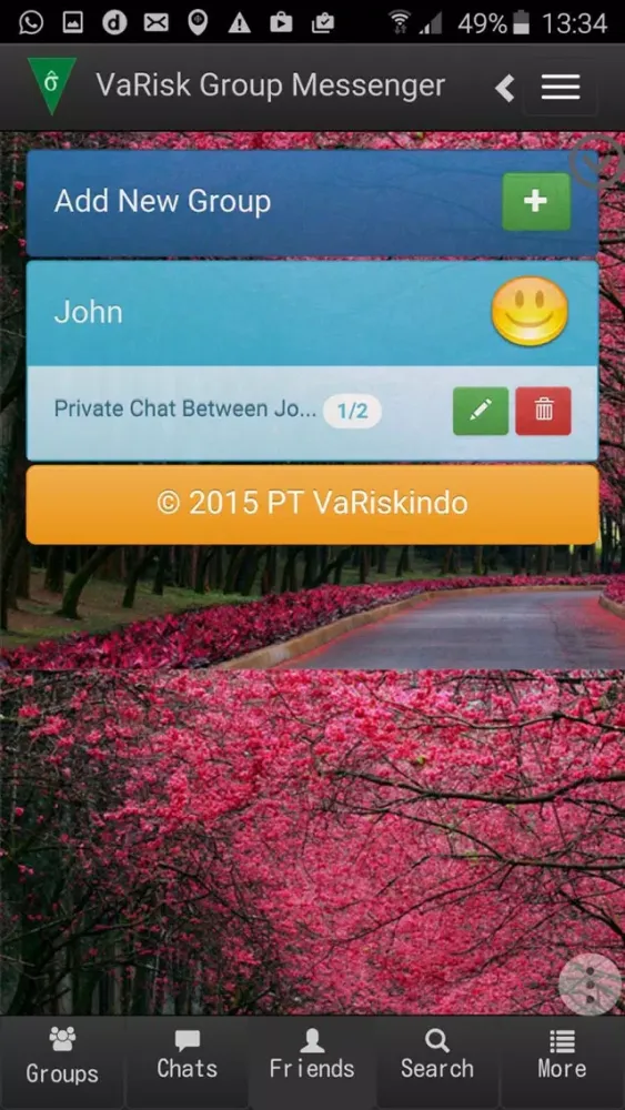 Capturas de tela do VaRisk Group Messenger